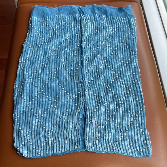 Frank Usher 80’s Vintage Baby Blue Sequin Top 100% Silk Fits Medium - Picture 15 of 15